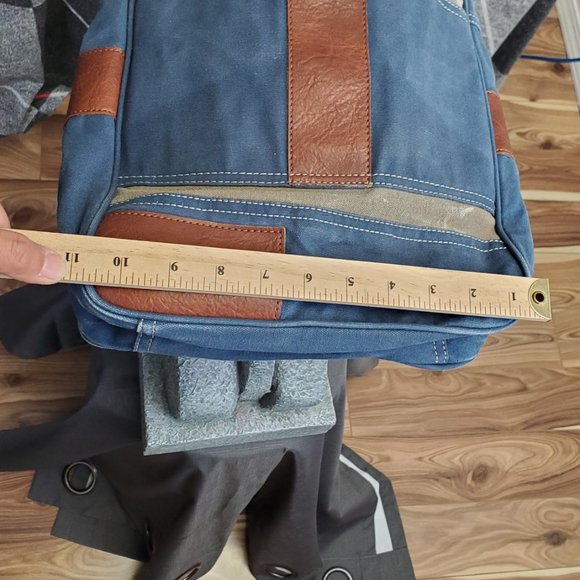 Mona B. - Cameron Admiral Up-Cycled Canvas Crossbody (blue) - Picture 8 of 9